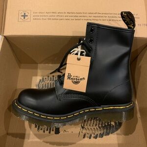 Dr. Martens Black Boots with Yellow Stitching